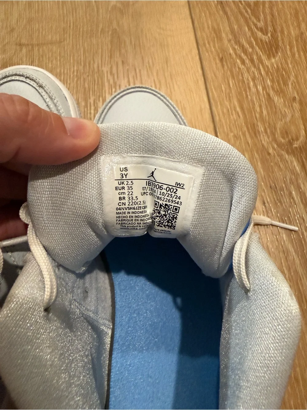 Jordan Kids White and Light Blue Mid-Top Sneakers